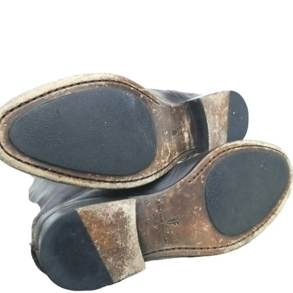 Frye Logo Embossed Melissa back button zip tall Riding Boots womens 6 - Picture 16 of 16